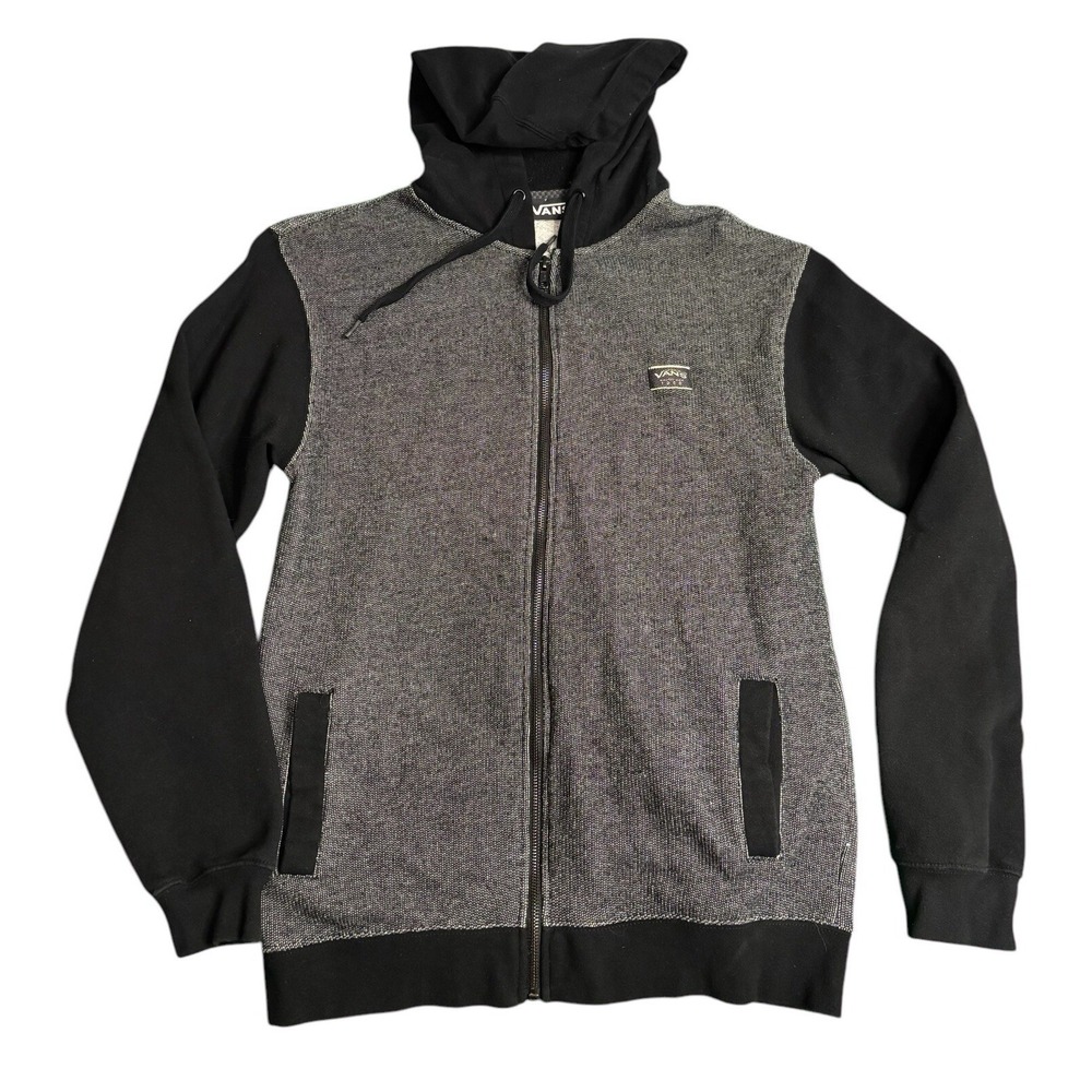 Vans Hoodie Mens Small Gray Black Full Zip‎ Skater Skateboard